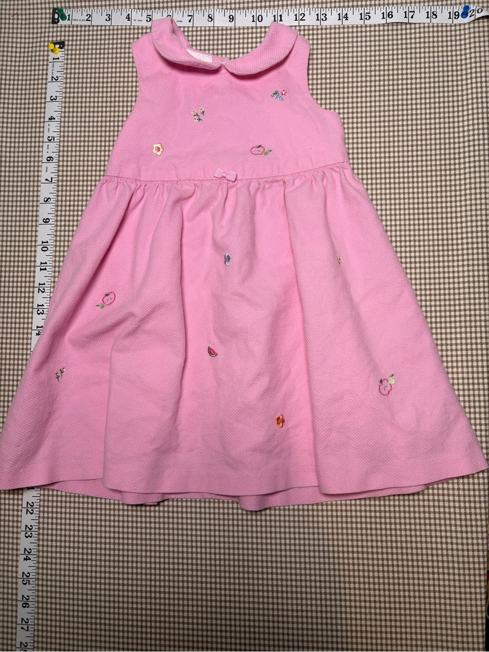 Vintage Y2K Talbots Kids Pink Embroidered Fruit & Floral Dress Size 3